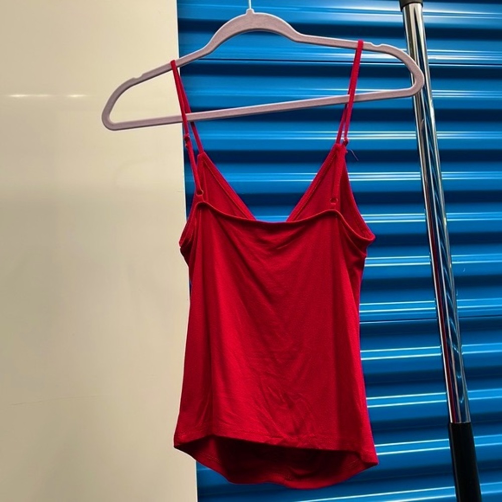 BN Cherry Red Spaghetti Strap Faux Button up Ruched Cami - Picture 7 of 7